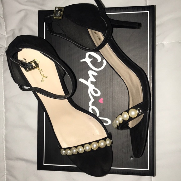 Black suede high heel sandals - Picture 1 of 3